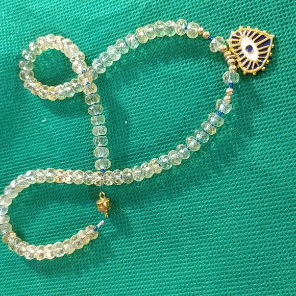 Heart protection eye necklace and citrus crystal handmade 24 k gold fill necklac - Picture 5 of 9